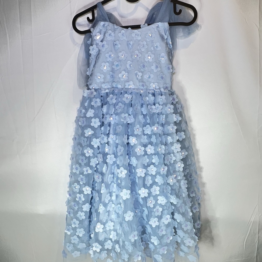 Shop The Mint Girls Dress 8/10 Gracie Blue Tulle 3D Appliqué Flower Spring‎ $72